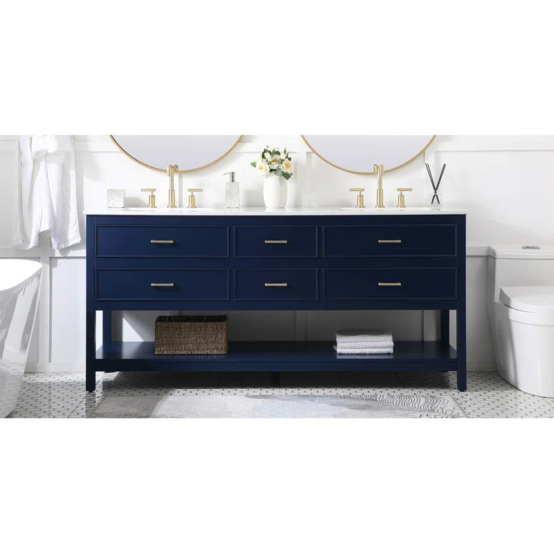 Toppenish 72" Double Bathroom Vanity with Engineered Marble Top