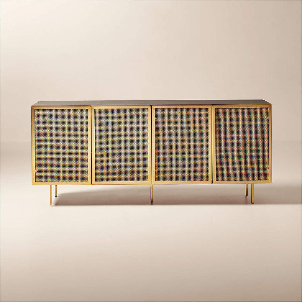 Trace 71" Brass Wire Mesh Credenza