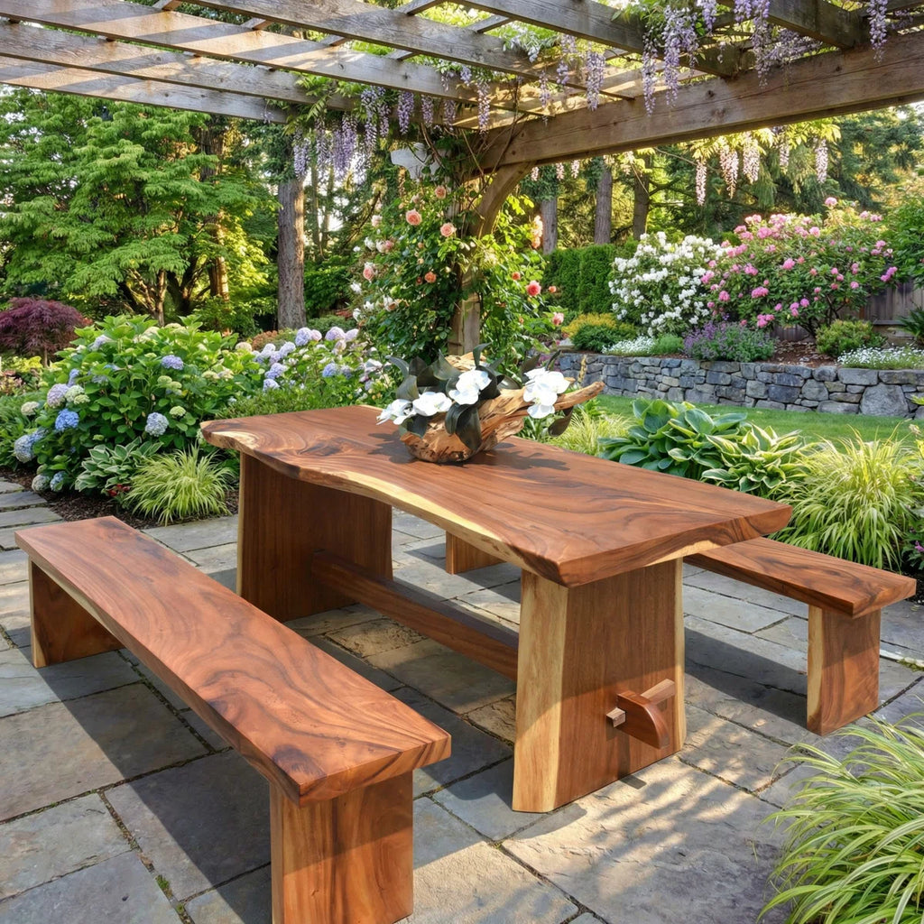 Twining 6 - Person Teak Solid Wood Patio Dining Set Rectangular Table