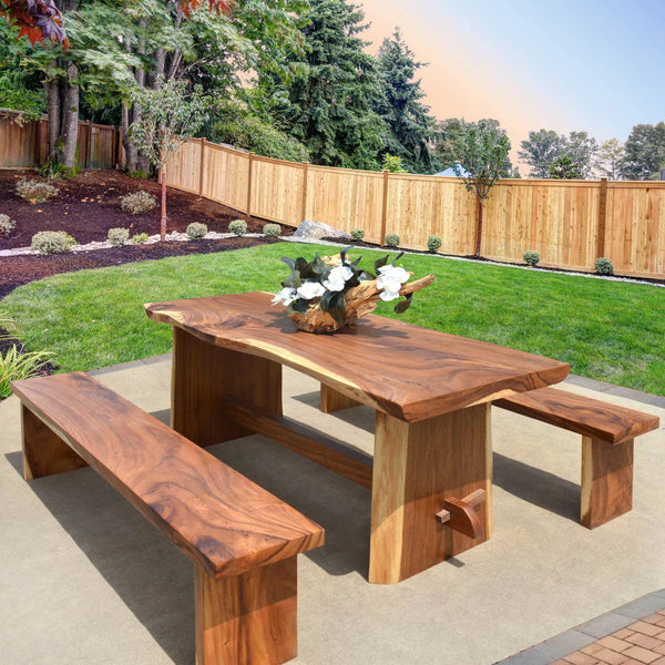 Twining 6 - Person Teak Solid Wood Patio Dining Set Rectangular Table