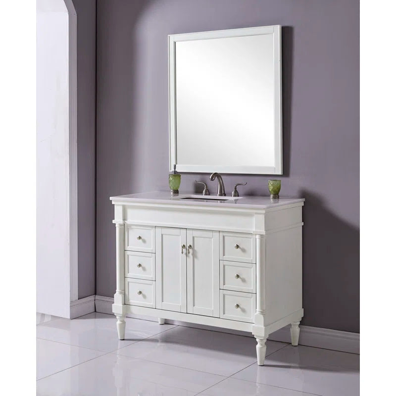 Uriah 42'' Single Bathroom Vanity with Top - Antique White