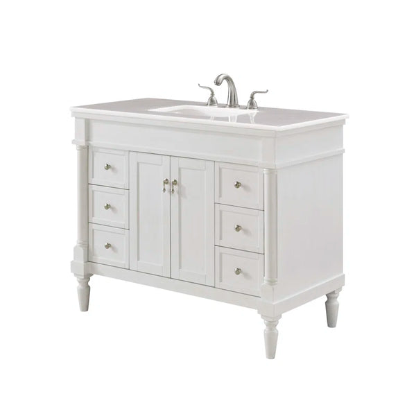 Uriah 42'' Single Bathroom Vanity with Top - Antique White