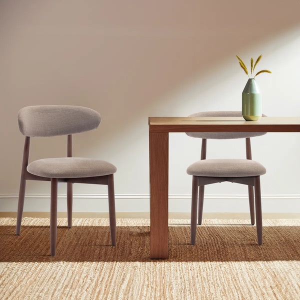 Vannie Upholstered Solid Wood Camel Dining Chair (Set of 2)
