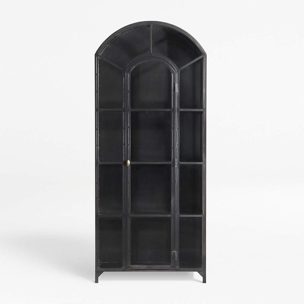 Black Glass Display Storage Cabinet