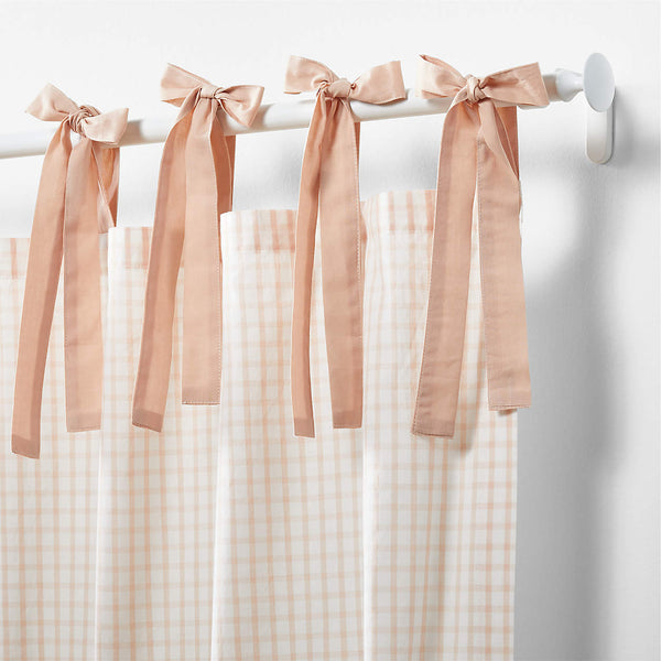 Pink Windowpane Plaid 100% Organic Cotton Curtain Panel 44