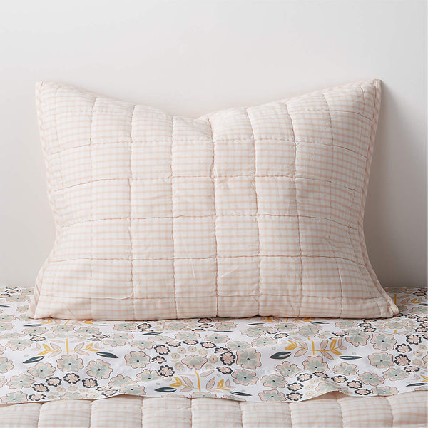 Pink Windowpane Plaid Kids Pillow Sham