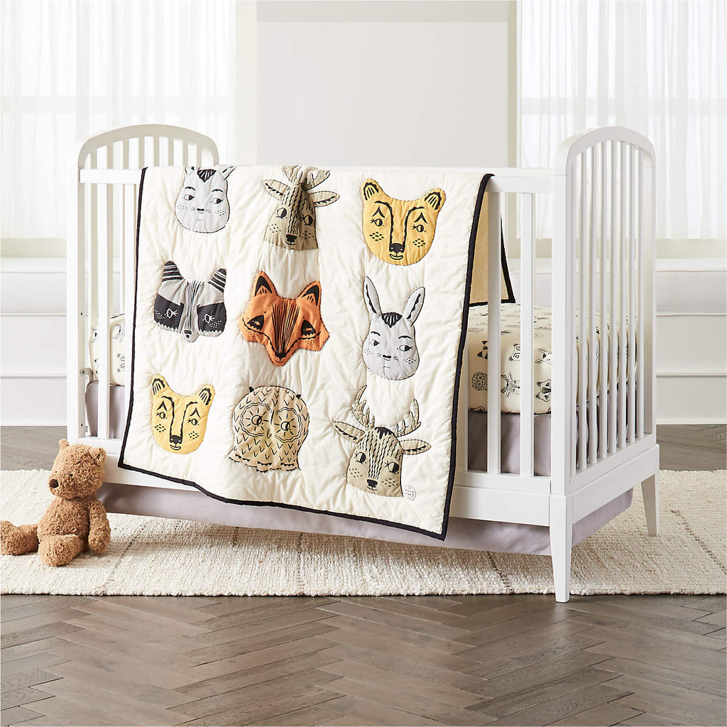Roxy Marj Woodland Animal 100% Organic Cotton Baby Crib Quilt