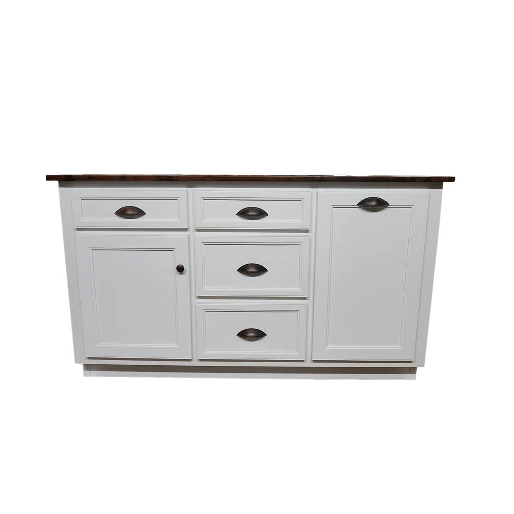 Zantos Solid Wood Kitchen Island White