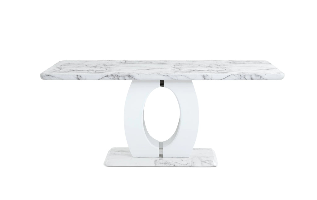 71" Pedestal Dining Table White Chrome
