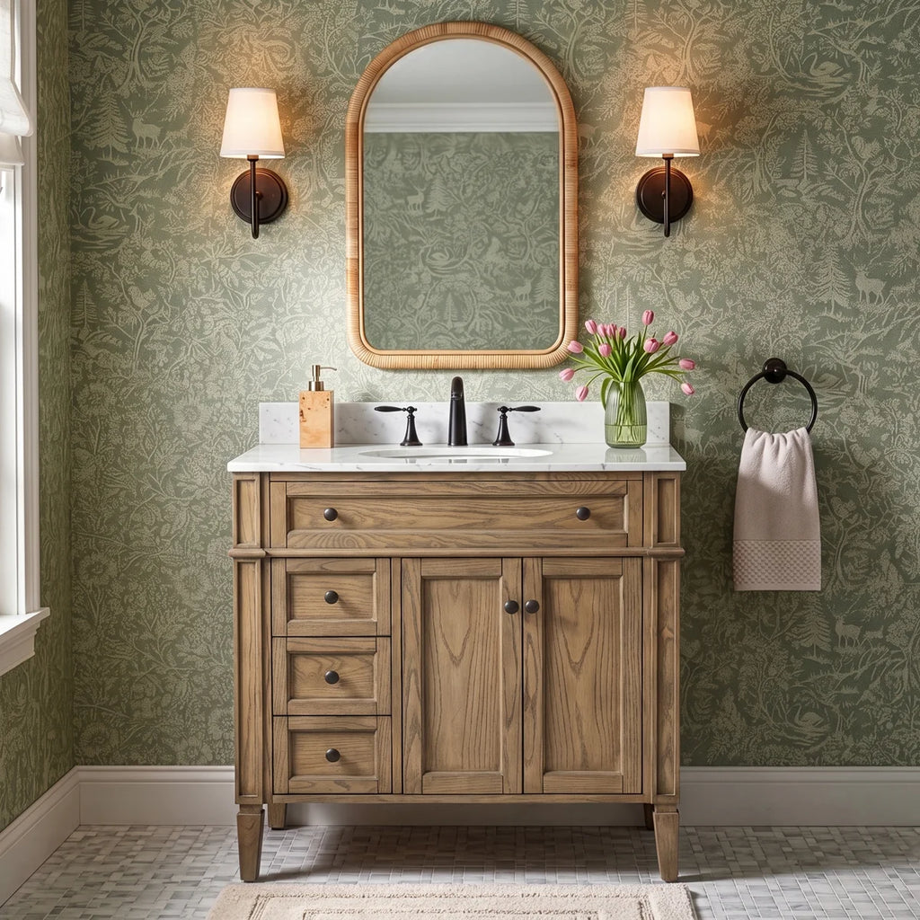 Rivers 36" Single Bathroom Vanity with Marble Top Driftwood