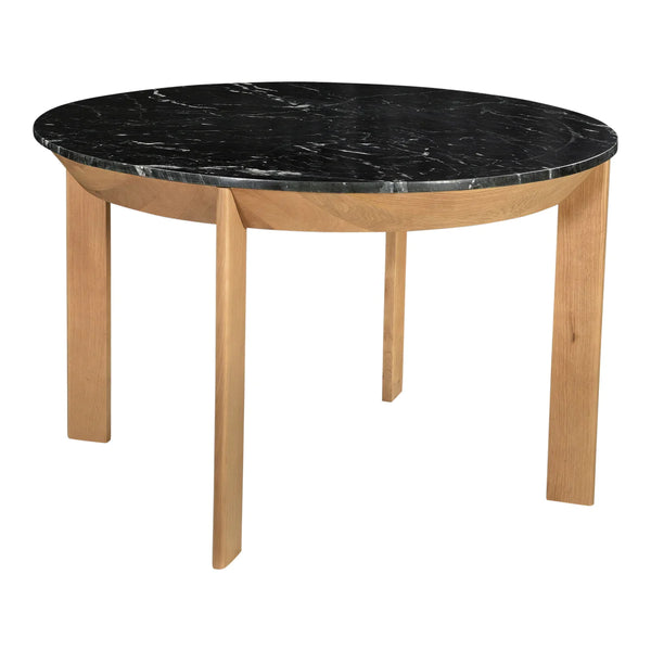 Angle Marble Round Dining Table Black