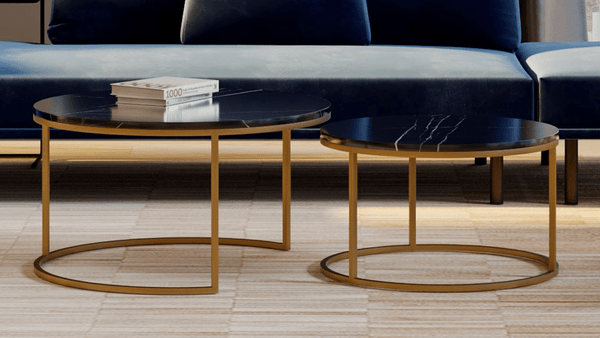 Eren Nesting Coffee Table Black Marble/Brass Base