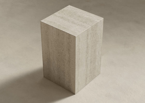 White Travertine Ceramic Side Table