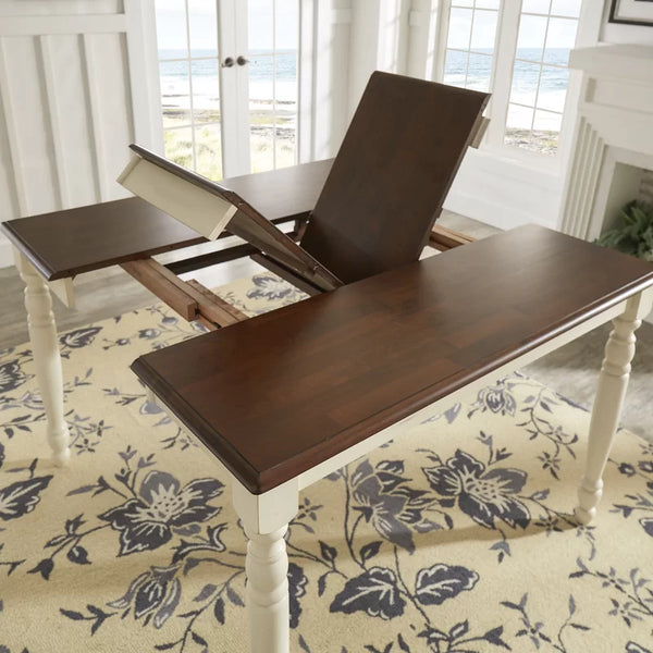 Alyssha Extendable Solid Wood Dining Table- Antique White