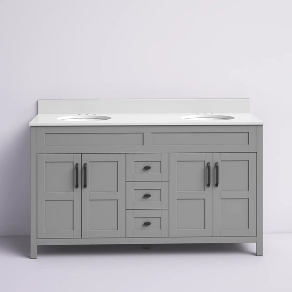 Andjoua 59.5'' Double Bathroom Vanity with Top Huron Grey