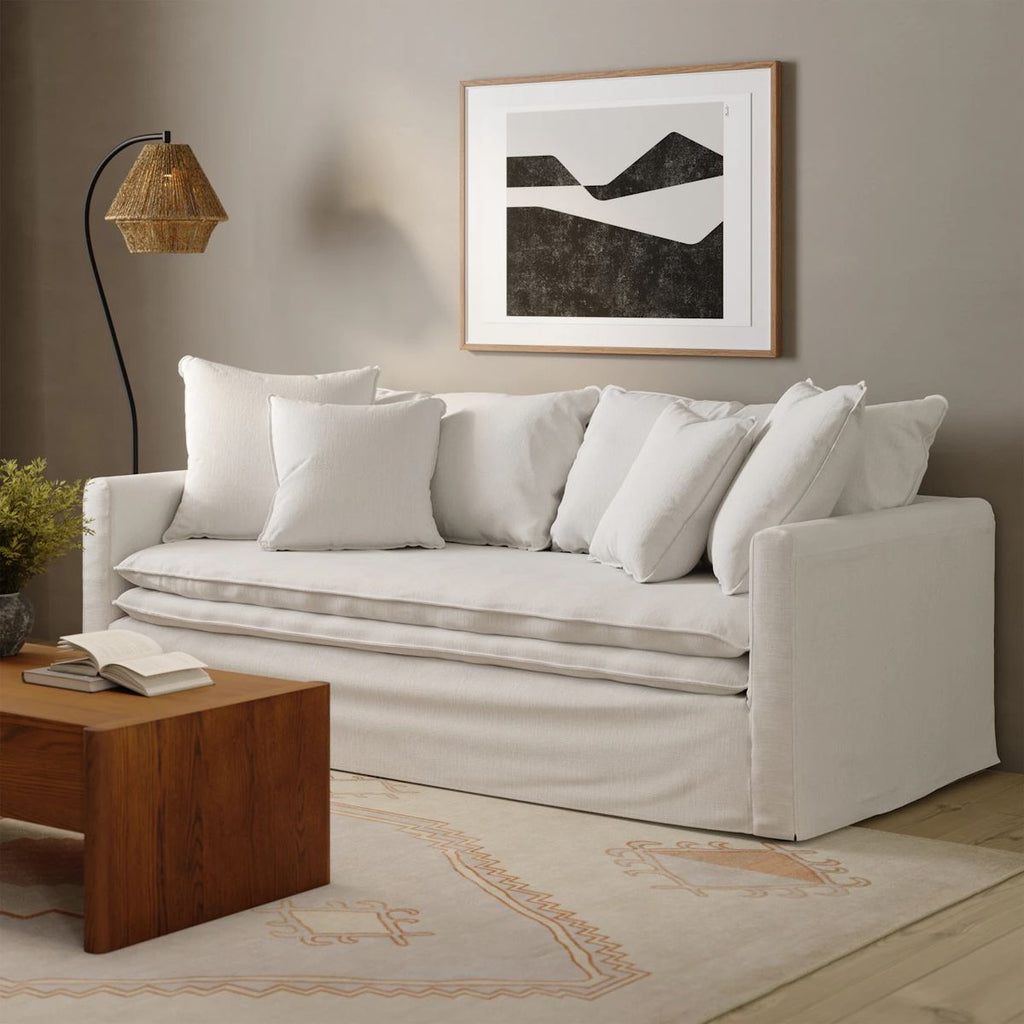 Quartz White 83.5" Slipcover Sofa