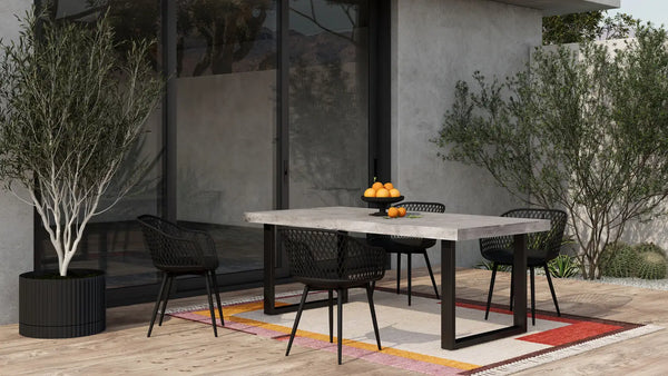 Jedrik Large Concrete Outdoor Dining Table Dark Grey