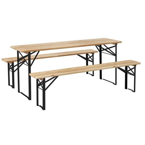 Gailmarie Portable Outdoor Wood Foldable Table and Bench Set