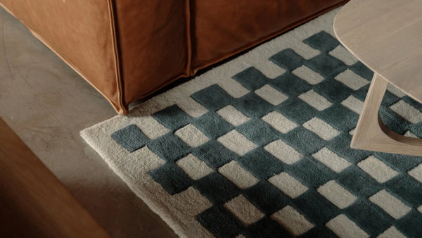 Checkers Rug x Scott Sueme 8x10, Teal
