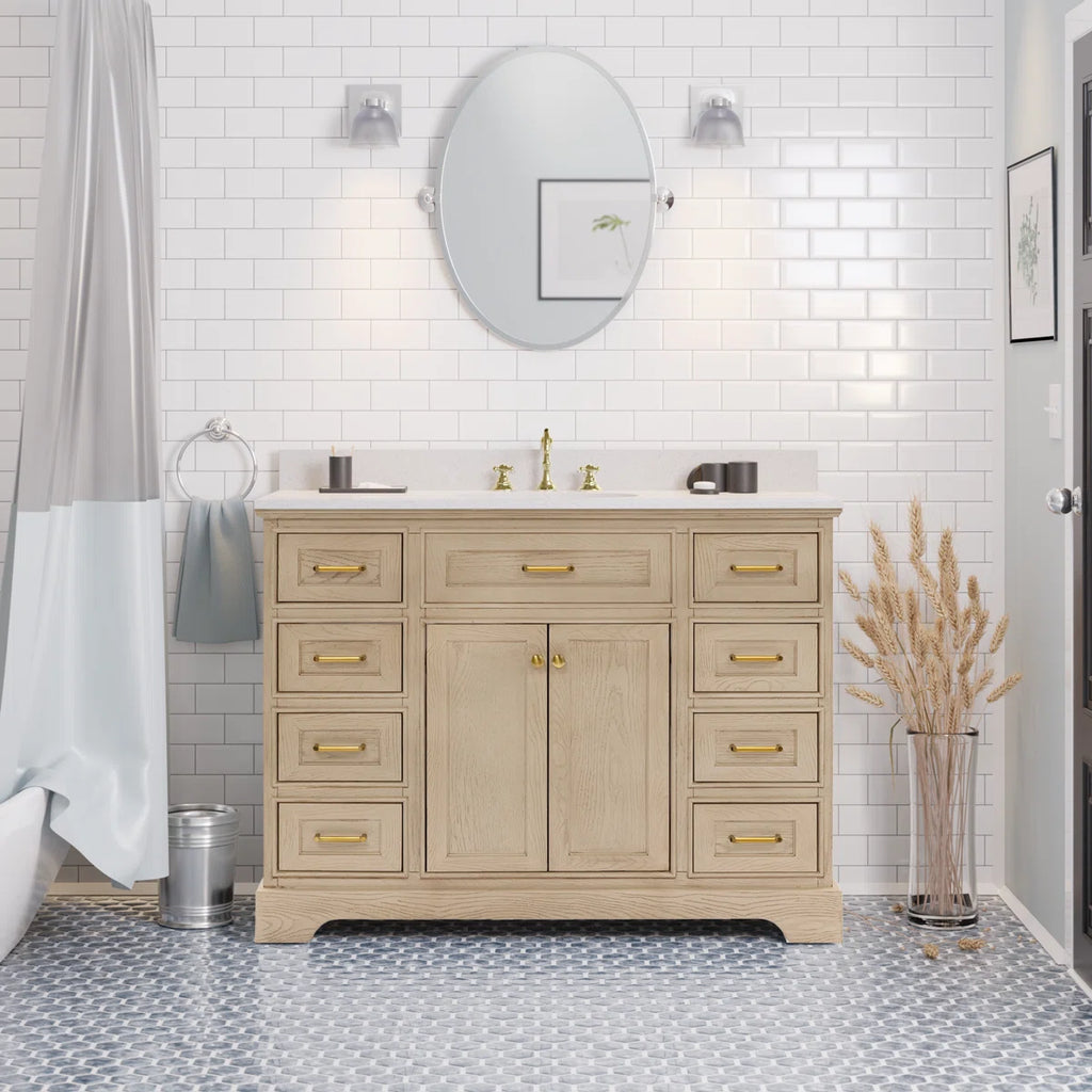 Ronnie 22" D x 35" H Single Bathroom Vanity Greige Oak