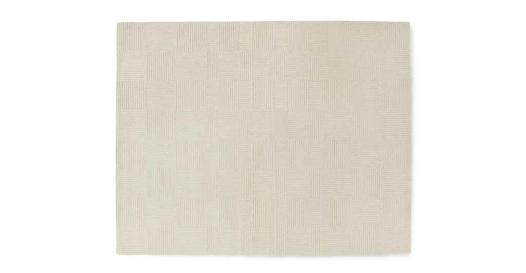 Ivory Grid Textured Wool Rug 8 x 10