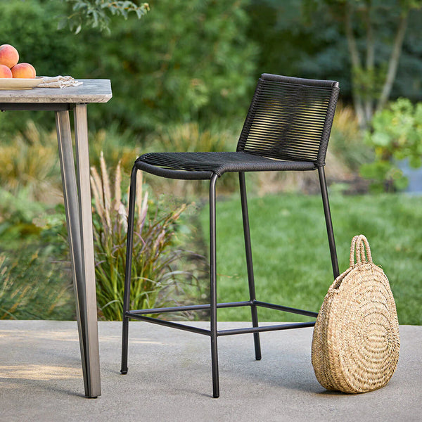 Zen Ember Black Outdoor Barstool