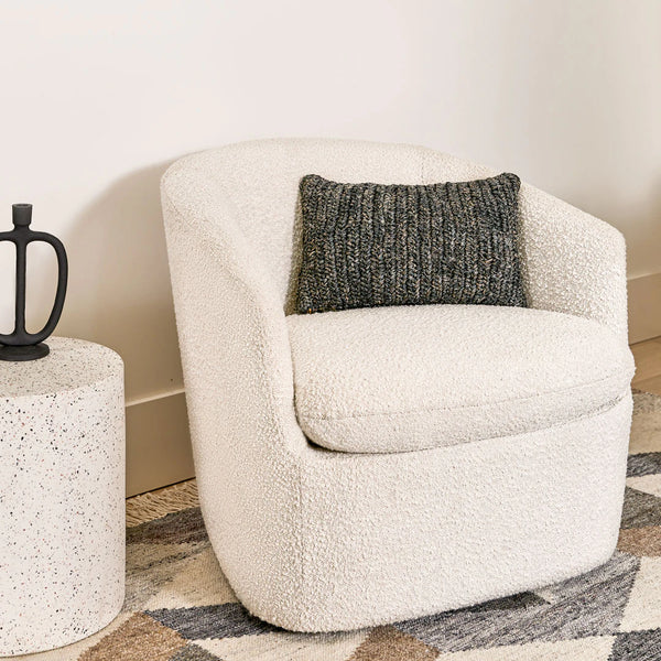 Turoy Ivory Bouclé Swivel Chair