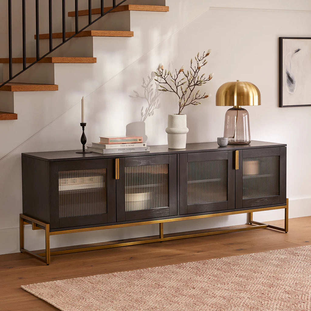 Black Wood 73" Cabinet Sideboard