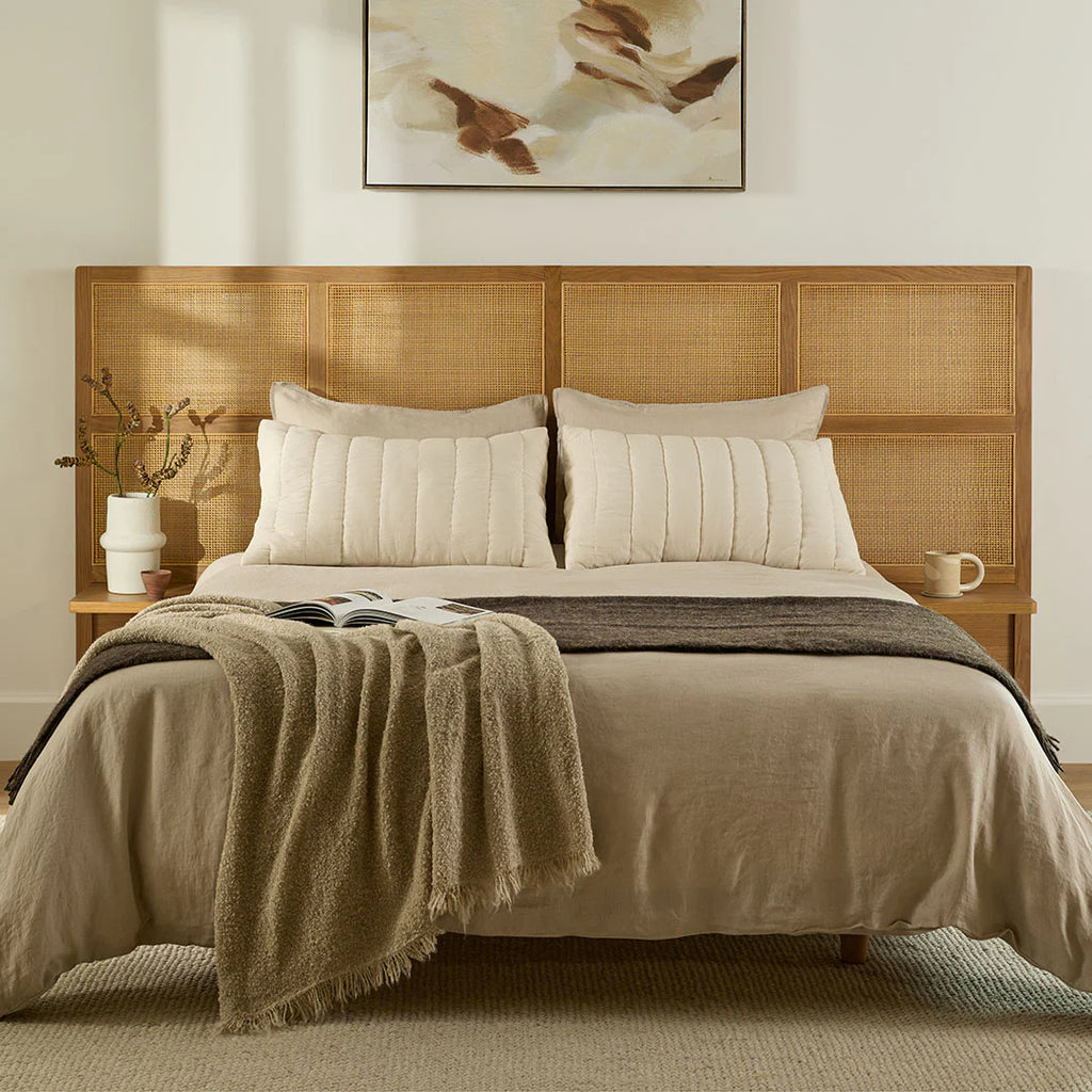 Rattan & Oak Queen Headboard