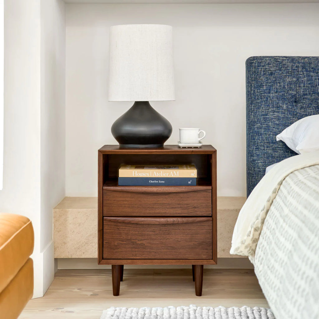 Lana Walnut Wood 2-Drawer Nightstand