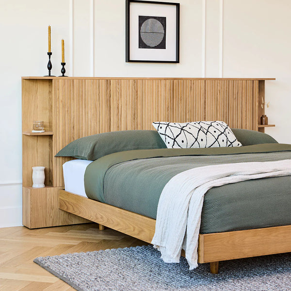 Oak King Scandinavian Headboard with Storage