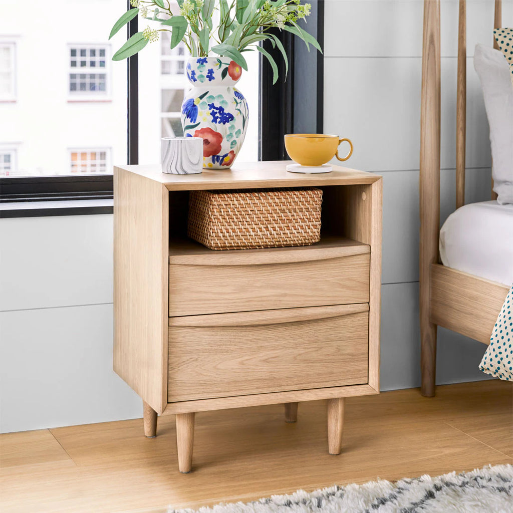 White Oak 2-Drawer Nightstand (No legs + minor damage)