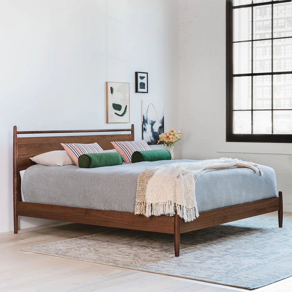 Walnut Wood Panel King Bed