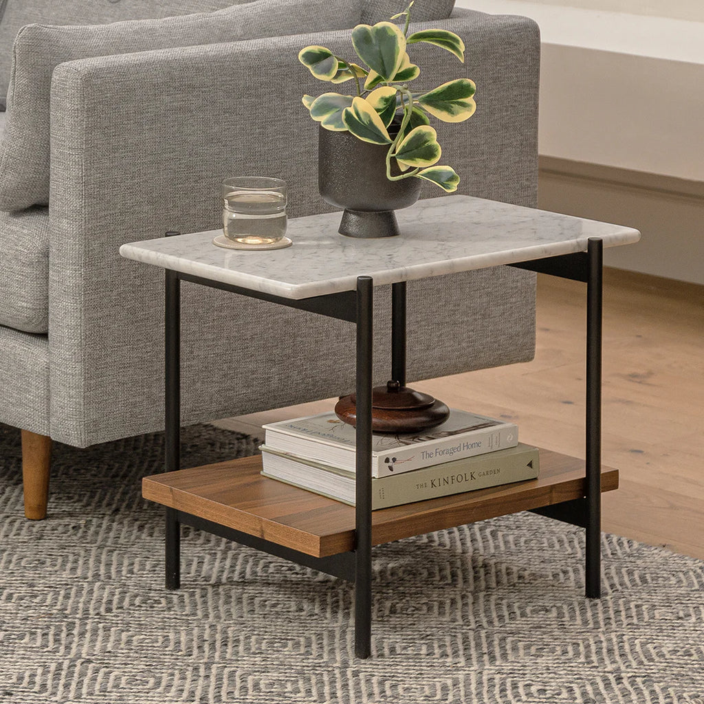 Agu Marble & Walnut Side Table