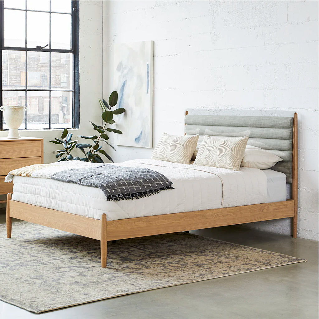 Rain Cloud Gray White Oak Queen Bed