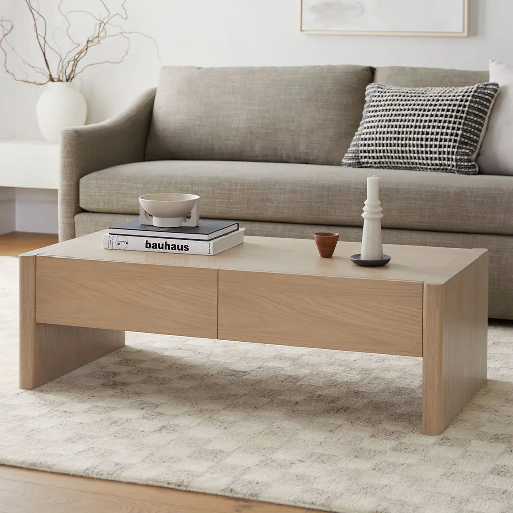 Tomi White Oak Storage Coffee Table