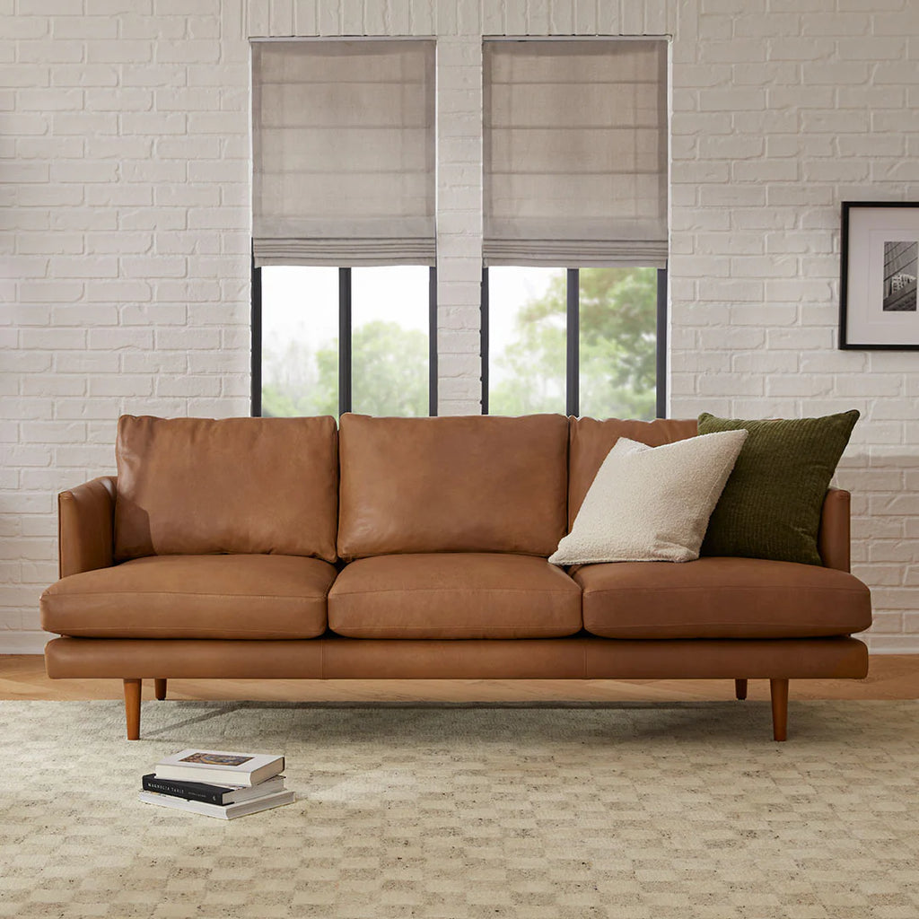 Bella Caramel 83.5" Leather Sofa