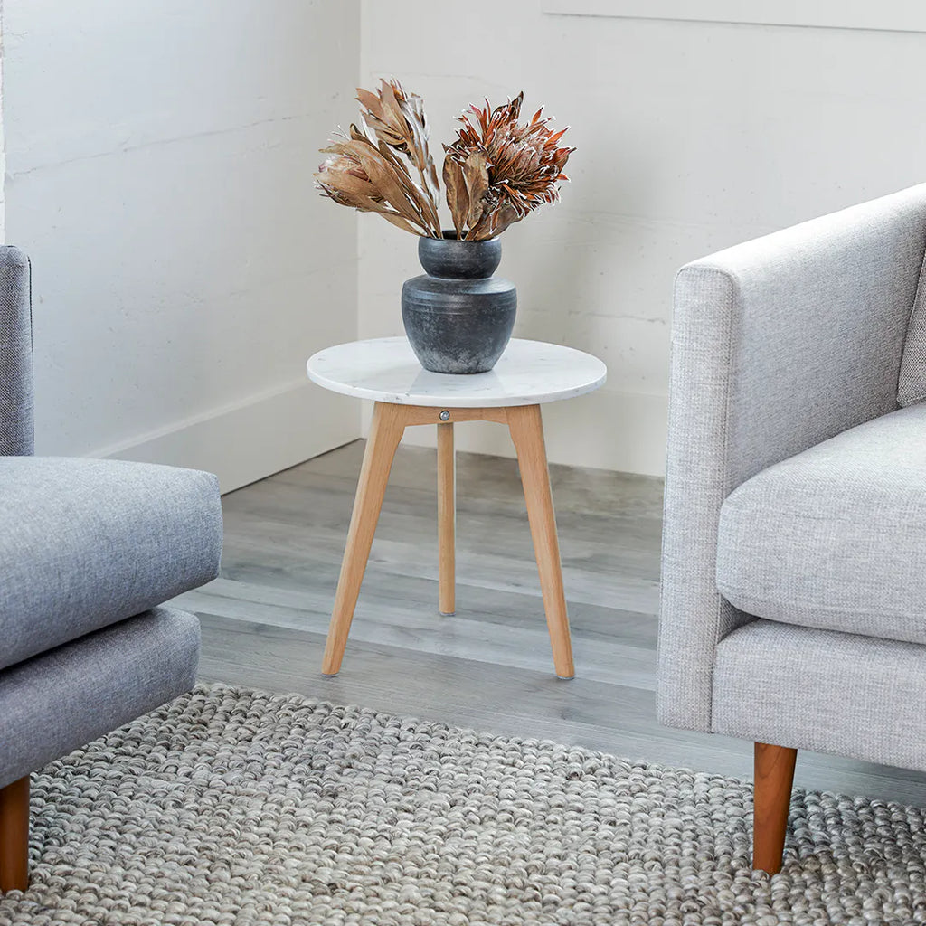 Amara Marble Side Table - Oak