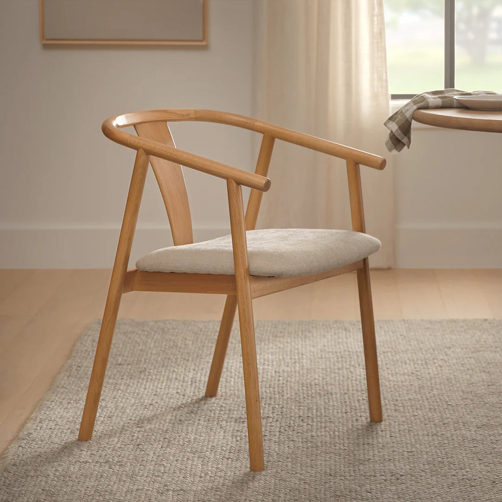 Fara Santolina Gray & Oak Wishbone Dining Chair