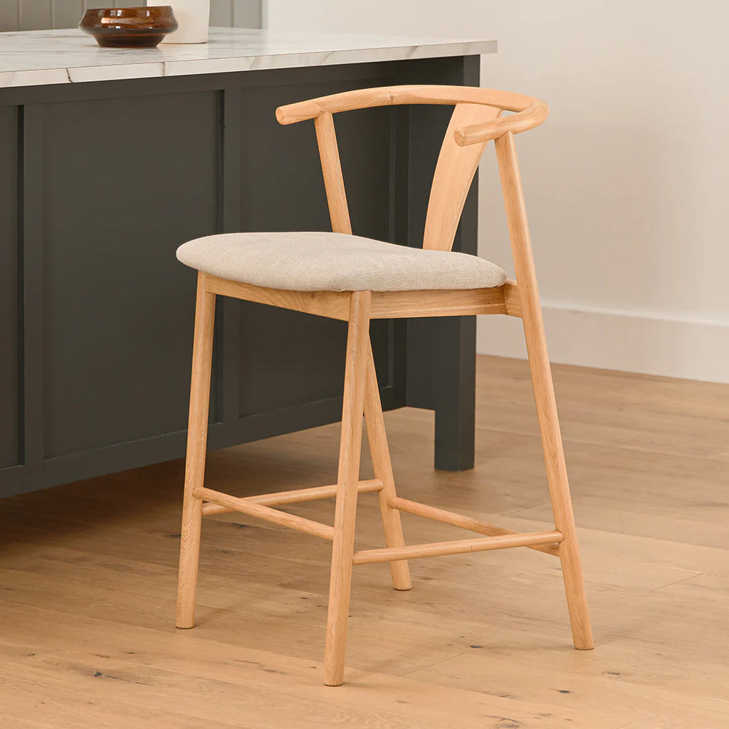 Faro Counter Stool - Oak and Santolina Grey