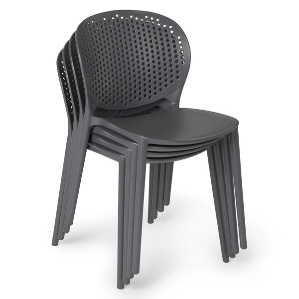 Dova Outdoor Stackable Dining Chair – Graphite Black (Set of 2)