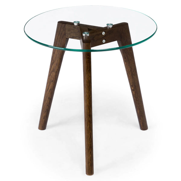 Glass Topped/Walnut Side Table