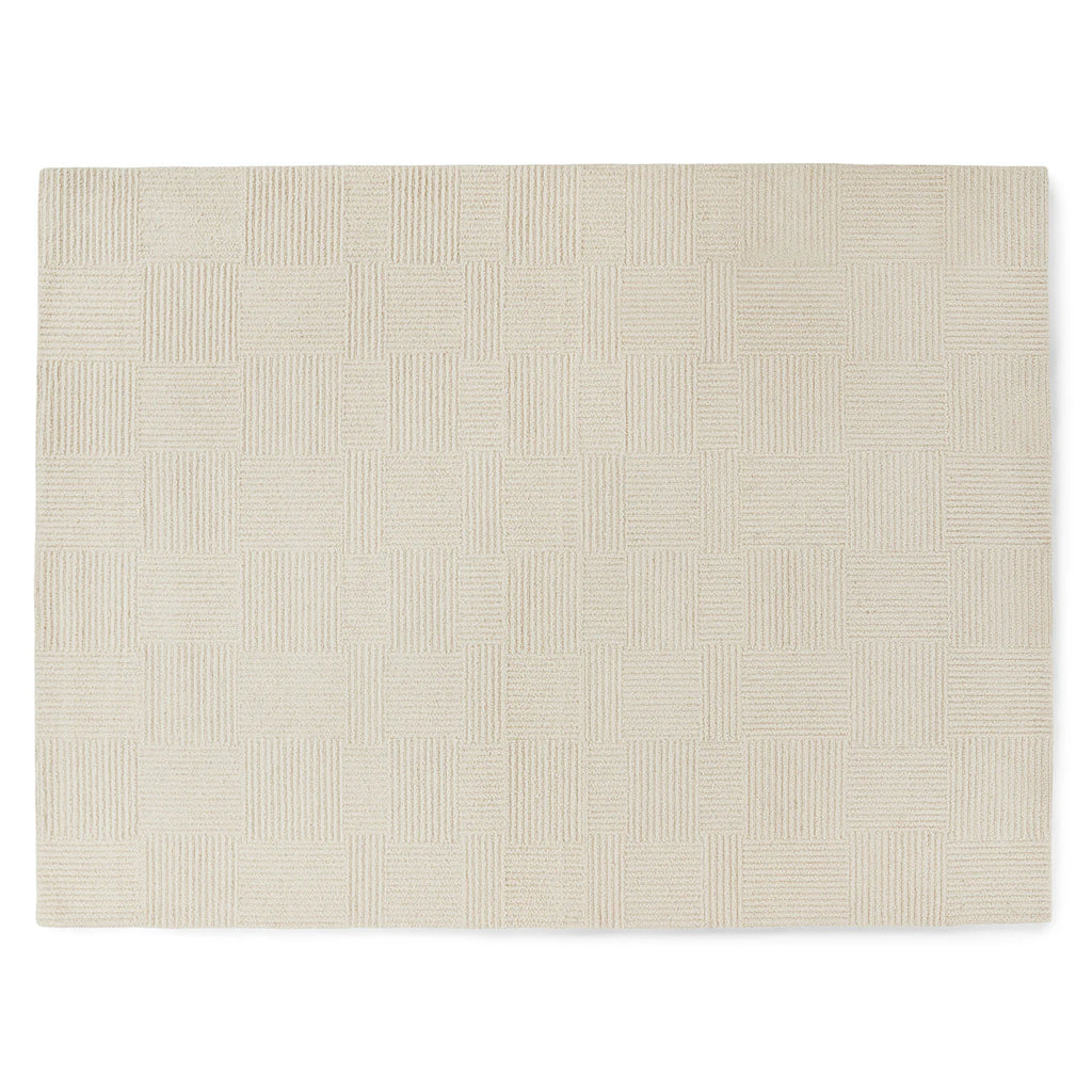 Textured  9 x 12 Wool Rug Ivory Grid