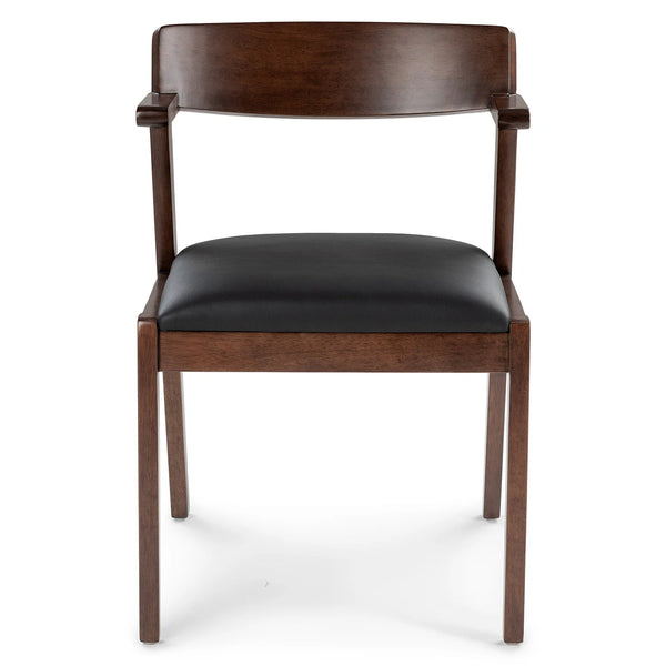 Solo Black Leather & Walnut Dining Chair (Set of 2)