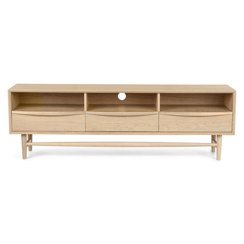 Lenra 63" Low Media Unit – White Oak