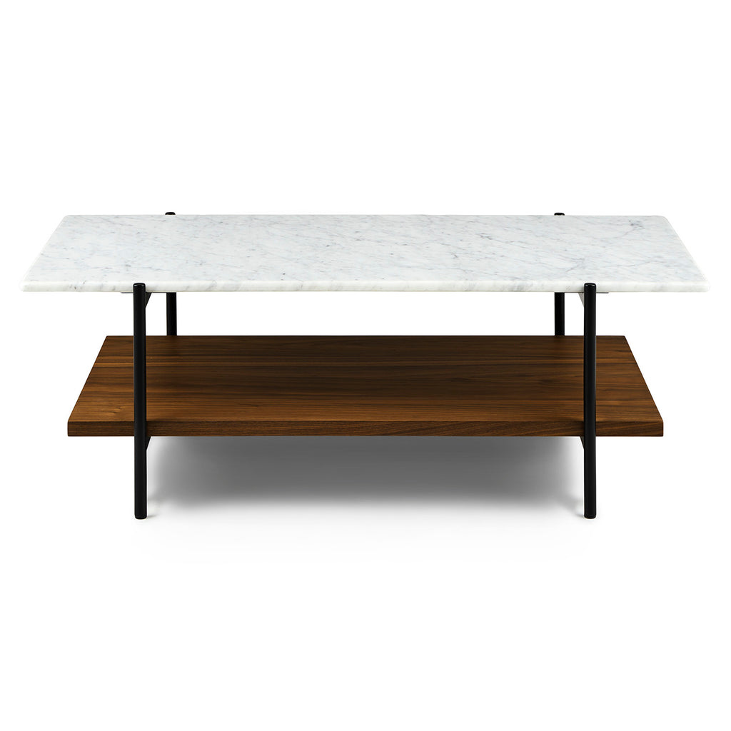 Walnut 44" Marble Coffee Table