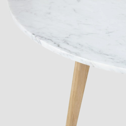 Round White Oak & Marble Coffee Table