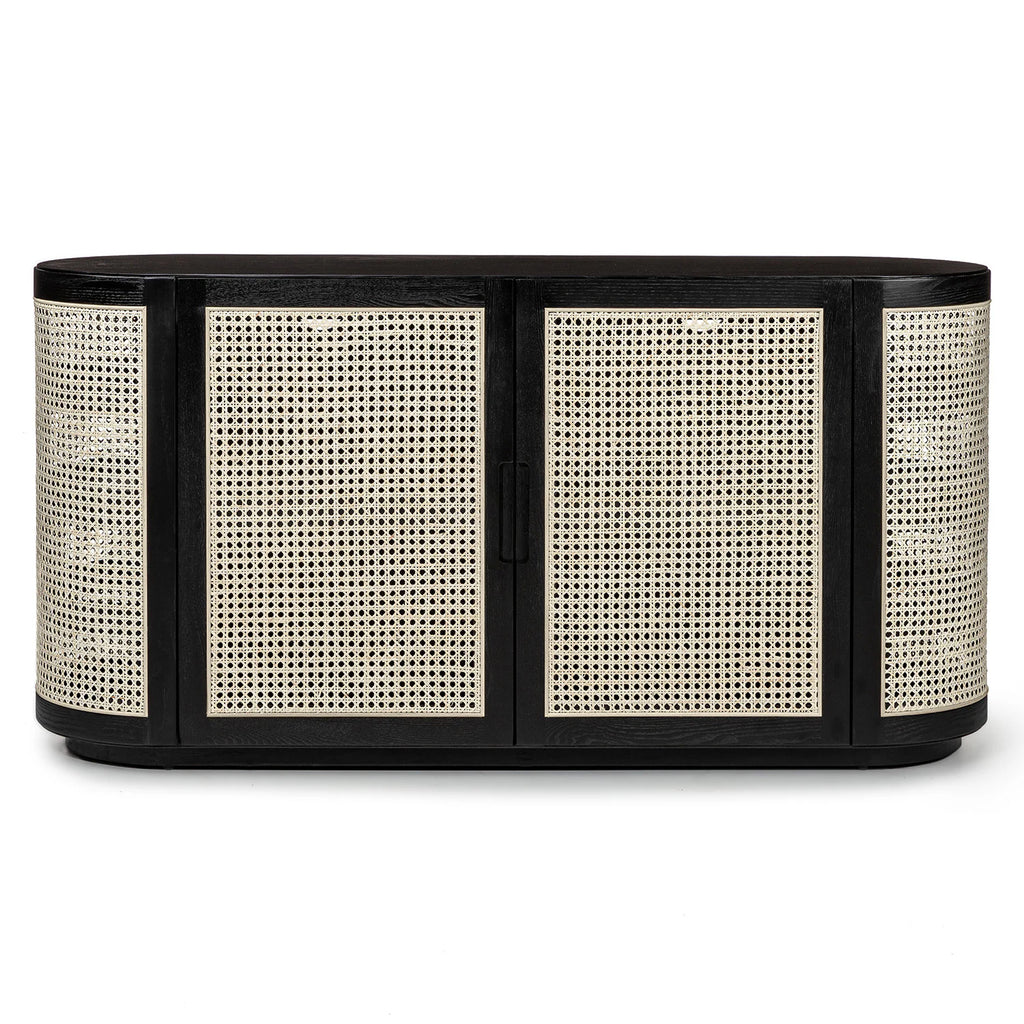 Black & Cane Rattan 60" Sideboard