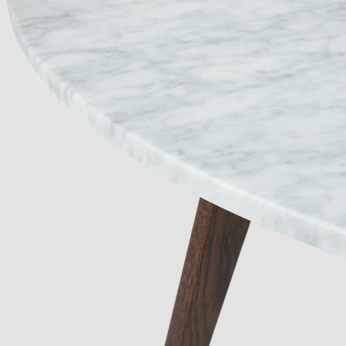 Round White Marble & Walnut Coffee Table
