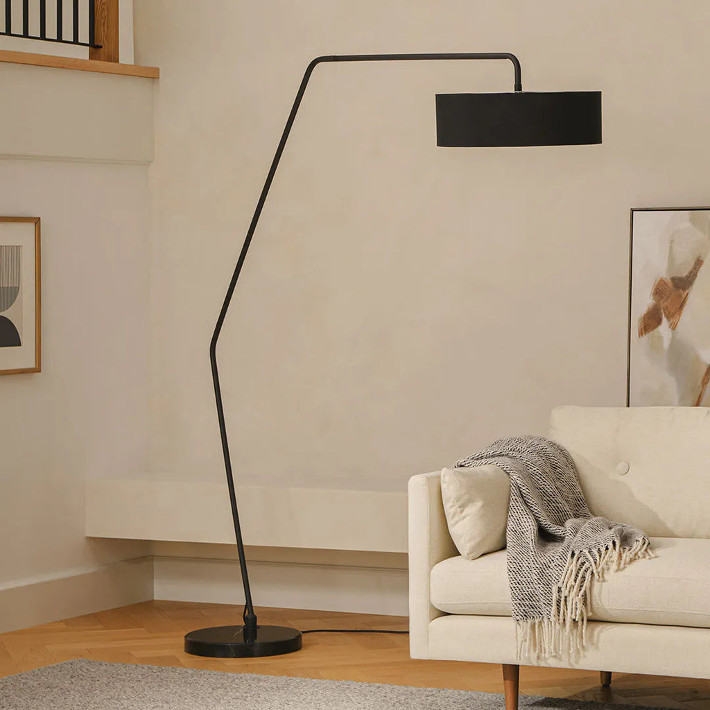 Black Floor Lamp 77" Coater Steel & Marble
